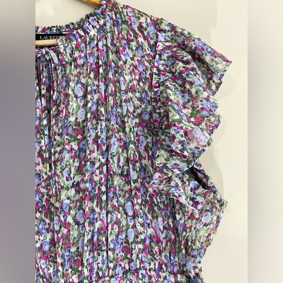 NWT Lauren Ralph Lauren Women's Size 22W Multicolor Floral Crinkled Cotton Dress - Picture 10 of 14